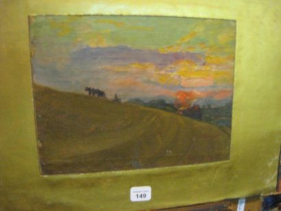 Luigi MORETTI (1884-1950) Coucher de soleil, 1912 Huile sur toile contrecollée sur...