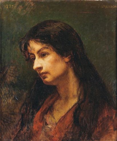 Jules-Emmanuel VALADON (1826-1900) Portrait de femme exécuté en 1888 Huile sur toile,...