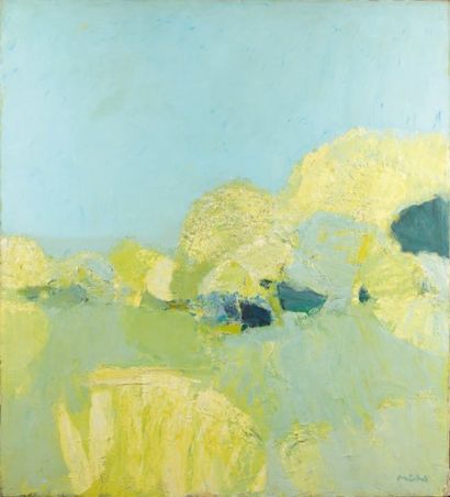Roger MUHL (1929-2008) Paysage vert Huile sur toile, signée en bas à droite. 110...