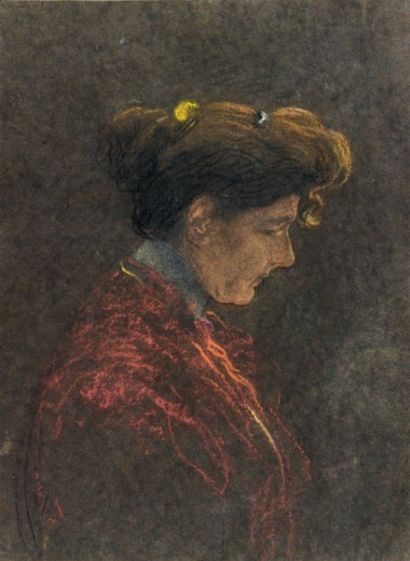 Louis ANQUETIN (1861-1932) Profil de femme au chignon, vers 1889-1892 Pastel sur...