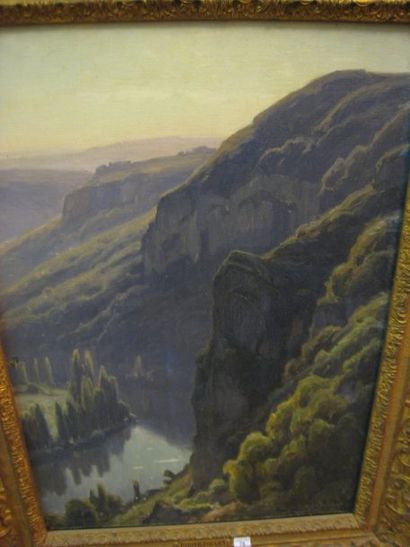 William DIDIER-POUGET (1864-1959) La vallée du Lot Huile sur toile, signée en bas...