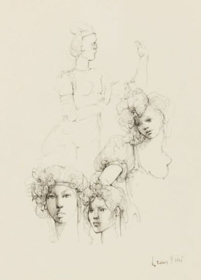 Léonor FINI (1908-1996) Fêtes secrètes Dessin à l'encre, signé en bas à droite. 35...