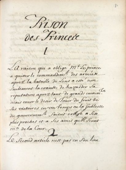 [LA ROCHEFOUCAULD (François de)] Manuscrit de la seconde partie de ses Mémoires....