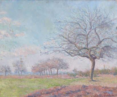 Blanche HOSCHEDE-MONET (1865-1947) Paysage aux arbres fruitiers Huile sur toile,...
