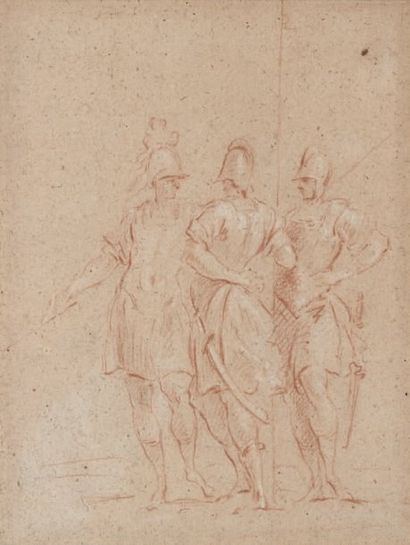 Attribué à Francesco MONTI (Bologne 1685-Bergame 1768) Trois guerriers Sanguine,...