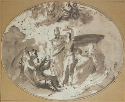 George ROMNEY (Dalton in Furness 1734-Kendal 1802) Scène antique ? Plume, lavis encre...