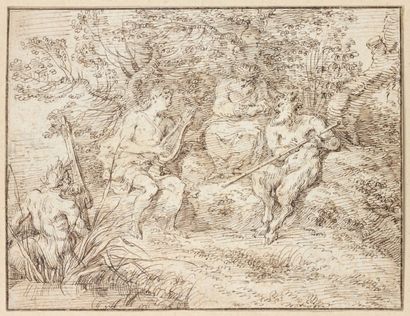 Claude GILLOT (Langres 1673-Paris 1722) Apollon et Marsyas devant le roi Midas Plume....