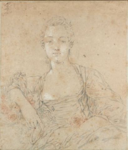 ÉCOLE FRANÇAISE du XVIIIe siècle Portrait de Madame de Sireul, d'après François Boucher...