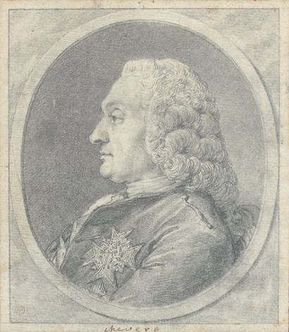Charles-Nicolas COCHIN (Paris 1715-Paris 1790) Portrait de François de Chevert, (1695-1769)...