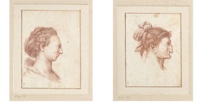 Jean-Georges WILLE (Bieberthal 1715-Paris 1808) Profils de femmes Deux sanguines....