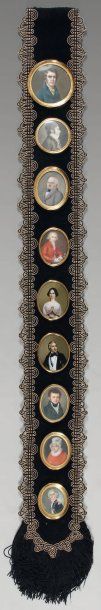 ÉCOLE FRANÇAISE des XVIIIe et XIXe siècles Neuf miniatures « portraits ». Sur un...