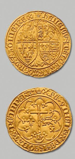 HENRI VI, Roi de France et d'Angleterre (1422-1453) - Atelier de Paris Salut d'or....