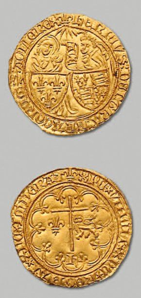 HENRI VI, Roi de France et d'Angleterre (1422-1453) - Atelier de Saint-Lô Salut d'or....