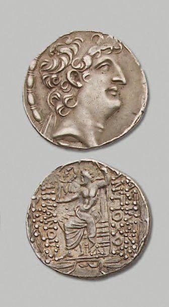 Royaume de SYRIE AntiochusVIIIGrypus (121-96 av. J.-C.).Tétradrachme. 16,10 g. Sa...