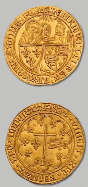 HENRI VI, Roi de France et d'Angleterre (1422-1453) - Atelier de Rouen Salut d'or....