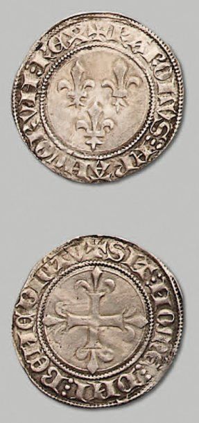 MONNAIES ROYALES - CHARLES VI (1380-1422) Gros au lys et 1 Florette. Les 2 monnaies....