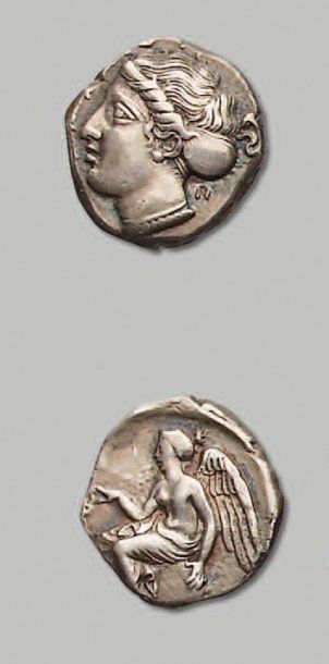 ITALIE - BRUTTIUM: Térina Statère. (425-400 av. J.-C.). 7,86 g. Tête de la nymphe...