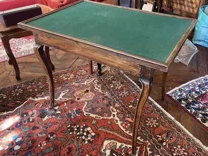 null Table à jeu en bois fruitier à pieds cambrés Style Louis XV 68,5 x 87 x 63 ...