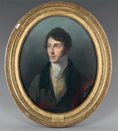 Robert LEFEVRE (1755-1830) Portrait d'Alfred de Montesquiou Huile sur toile ovale...