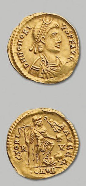 null - HONORIUS (393-423). Solidus (385-408). Ravenne. 4,46 g. Son buste diadémé...