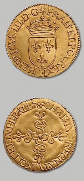 null HENRI III (1574-1589) - Ecu d'or au soleil. 1578. La Rochelle. D. 1121 Flan...