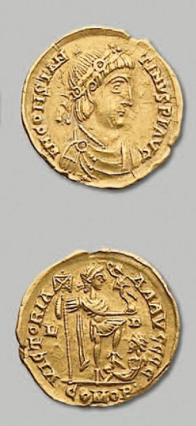 null - CONSTANTIN III (407-411). Solidus. Lyon. 4,39 g. Son buste diadémé et drapé...