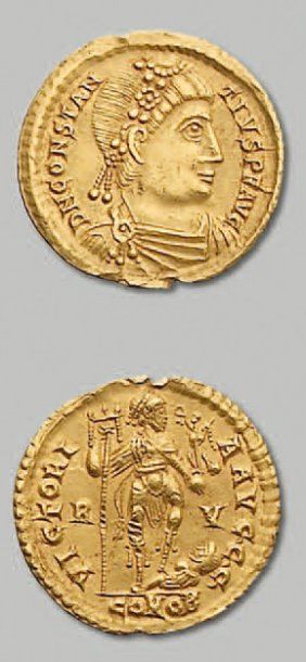 null - CONSTANCE III (421). Solidus. Ravenne. 4,45 g. Son buste diadémé et drapé...