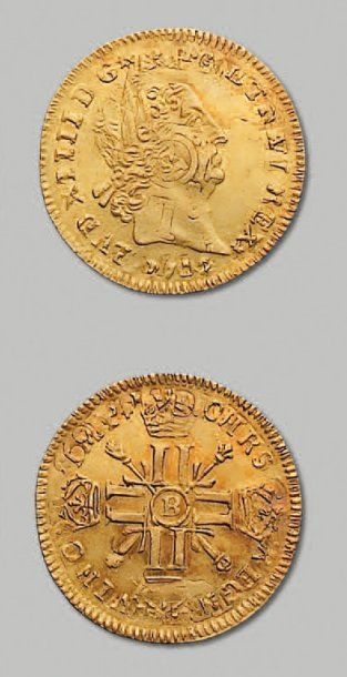 null - Louis d'or aux huit L et aux insignes. 1702. Rouen. Réf. D. 1443 A TTB.