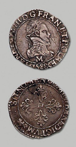 null - Quart de Franc au col plat. 1588. Toulouse. 3,31 g. S. 4718 Portrait sing...