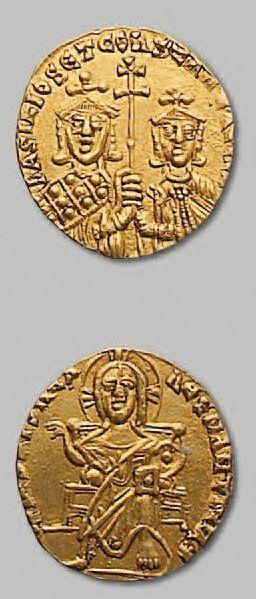 null - BASILE 1er et CONSTANTIN (868-879) Solidus. Constantinople. 4,39 g. Les deux...