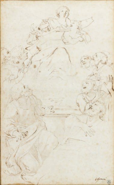 Attribué à Francesco VANNI (1563/65-1610) L'Assomption de la Vierge Pierre noire,...