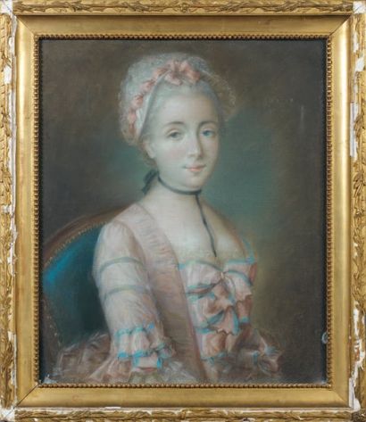ÉCOLE FRANçAISE du XVIIIe siècle Portrait de femme Pastel, papier marouflé sur toile....