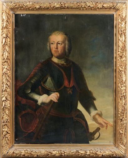 ÉCOLE FRANçAISE du XVIIIe siècle Portrait de militaire portant l'ordre de la Toison...