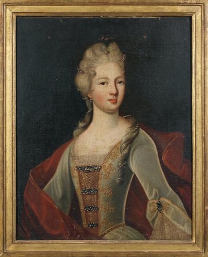 ÉCOLE FRANçAISE du XVIIIe siècle Portrait de femme Huile sur toile. (Quelques manques)....