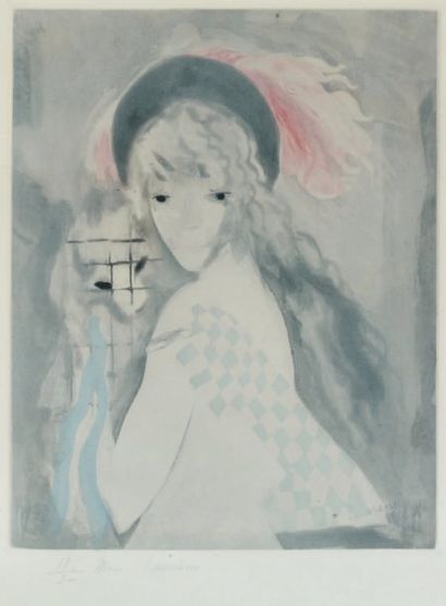 D'après Marie LAURENCIN Femmes au singe, 1926 Eau-forte et aquatinte en couleurs...