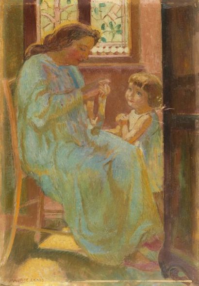 Maurice DENIS (1870-1943) Petite maternité (Perros 14) ou Dominique et sa mère devant...
