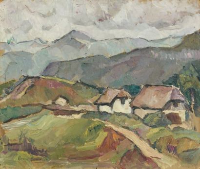 Bessie DAVIDSON (1879-1965) Paysage de Savoie Huile sur toile, signée en bas vers...
