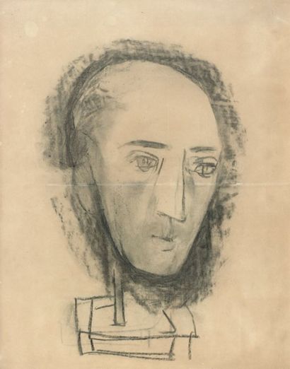 Roger CHASTEL (1897-1981) Portrait de Jean Lescure, vers 1952 Dessin au fusain et...