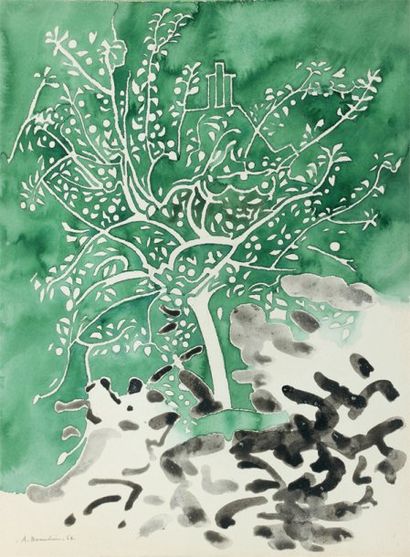 André BEAUDIN (1895-1979) L'arbre, 1965 Aquarelle, signée et datée 65 en bas à gauche....