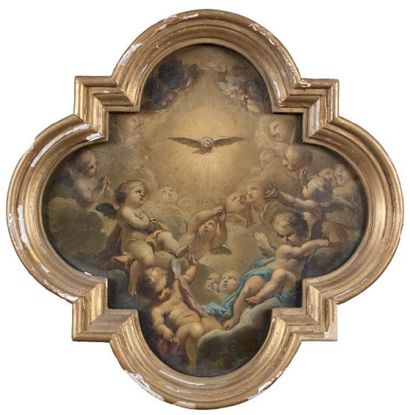 Ecole française du XVIIIe siècle Le Saint Esprit entouré d'anges huile sur toile,...