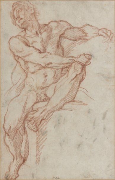 Attribué à Giuseppe CHIARI (1654-1727) Anatomie d'homme Sanguine. Annoté : n° 54...