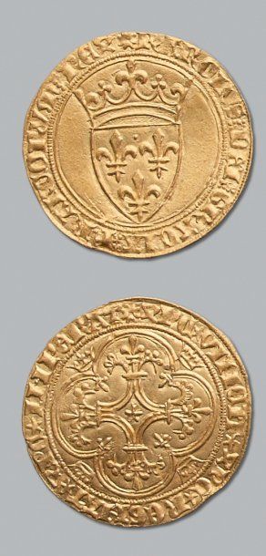 null Charles VI (1380-1422). Ecu d'or à la couronne. 1ère émission D. 369 Superb...
