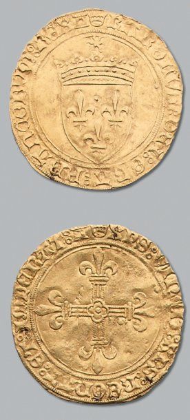 null Charles VIII (1483-1498). Ecu d'or au soleil. Tours. D. 575 TTB.