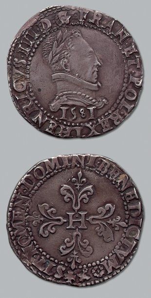 null Henri III (1574-1589) Franc au col plat. 1581. Limoges D. 1130 TTB à superb...