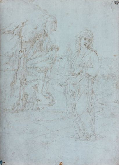Atelier De Francesco Di Giorgio Martini (1439-1501) Saint Jean à Patmos Plume, encre...