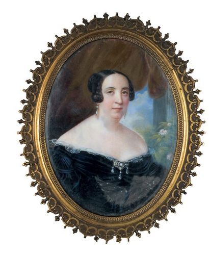 Jules Vernet (Vers 1792-1843) Portrait De Mlle George (1787-1867) Miniature. Signée...