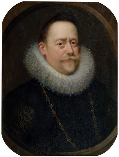 Atelier De Frans Pourbus II (1569-1622) Portrait d'homme huile sur panneau, parqueté....