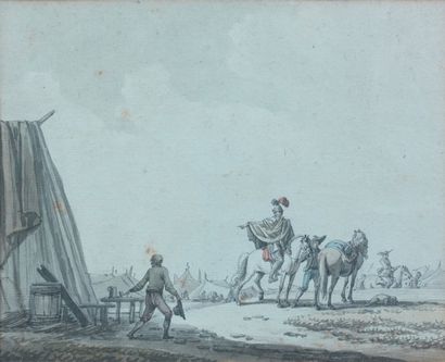 Jacques-François Swebach, Dit Swebach-Desfontaine (1759-1823) Camp militaire Plume,...