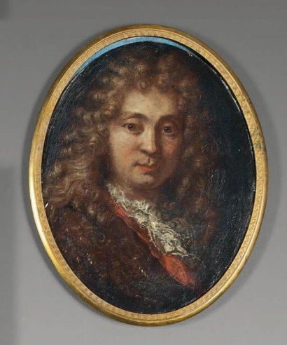 ÉCOLE FRANÇAISE de la fin du XVIIe siècle Portrait d'homme Huile sur cuivre. 12,6...