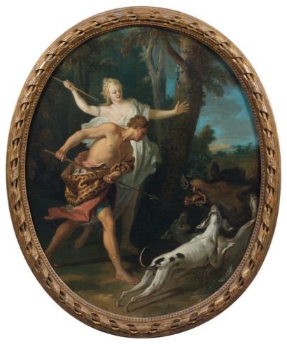 Atelier de Jean-Baptiste OUDRY (1686-1755) Atalante et Méléagre Huile sur toile,...